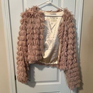 Pink fur jacket. Size small.